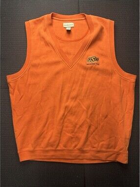 Cutter & Buck OSU Oklahoma State Sweater Vest Mens XL Orange Golf NCAA